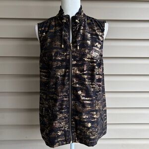 •Chico's Zenergy• Black/Metallic Gold Neema Vest - Size 12/Large